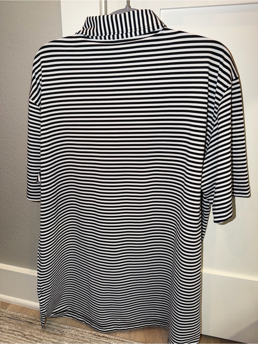Peter Millar Performance Mesh Polo Black and White Stripe Texas Longhorn Large - Picture 4 of 5